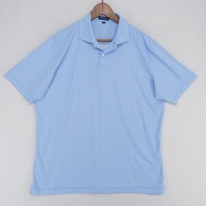 Peter Millar Watkins Polo Shirt Mens XL Blue Geometric Print Crown Crafted